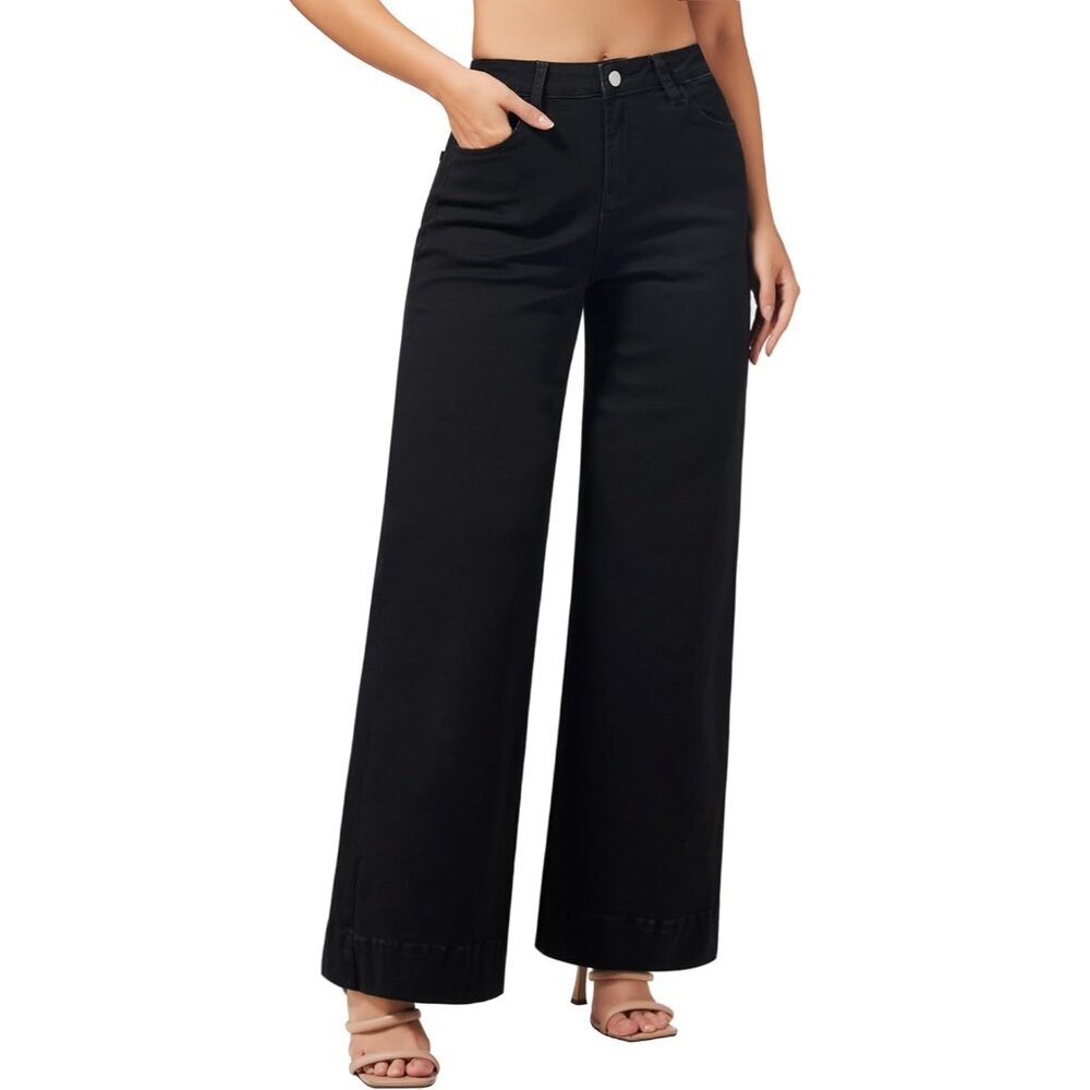 Women's High Waisted Wide Leg Jeans Stretchy Casual Loose Baggy Pants